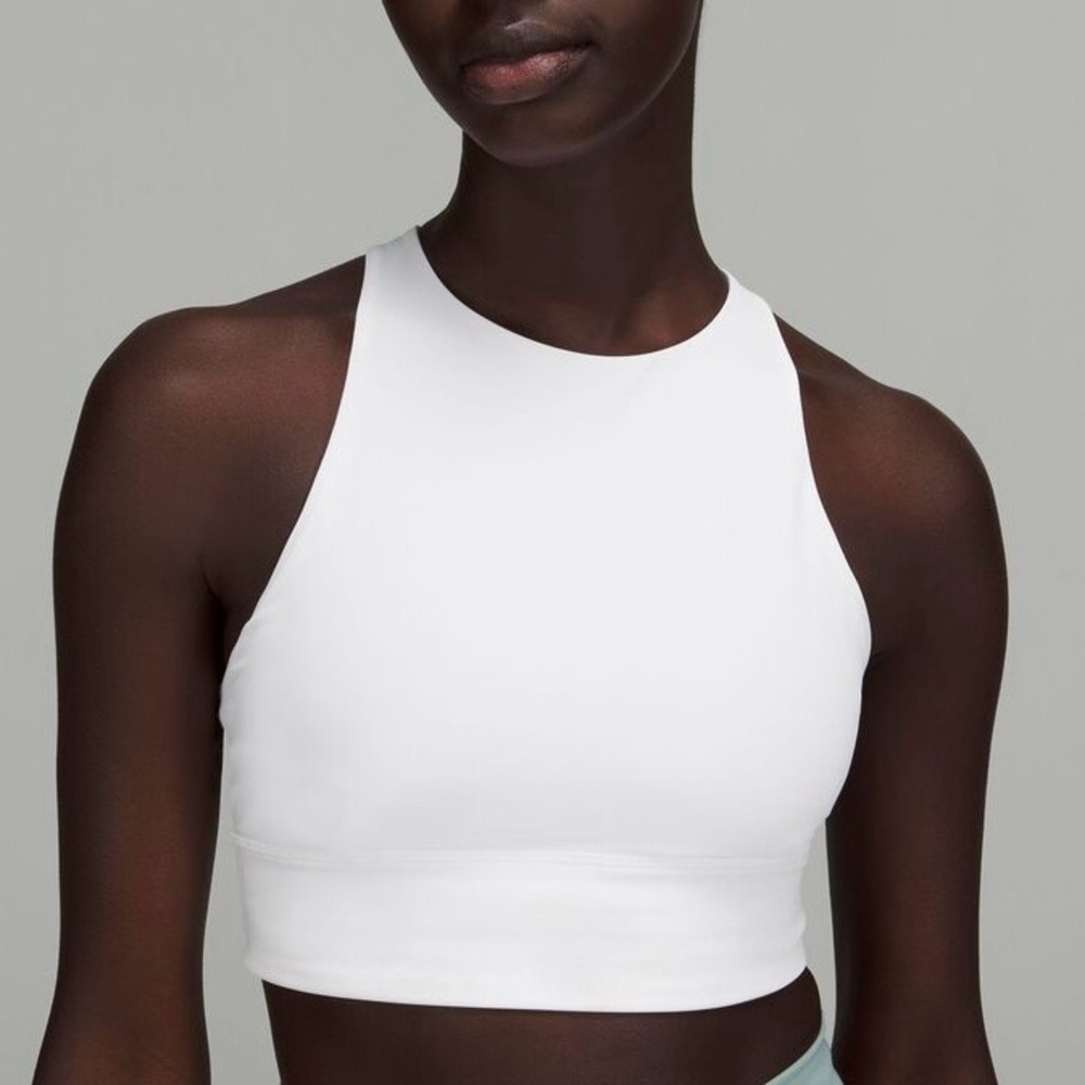 New Tag Detached Lululemon Energy Bra High Neck Longline Tough White Size 10 NWT